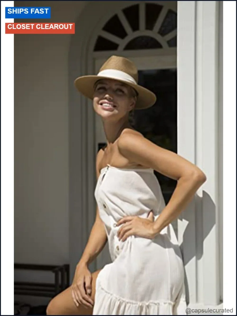 Wide Brim Straw Panama Hat Fedora Summer Beach Sun Hat UPF Protection